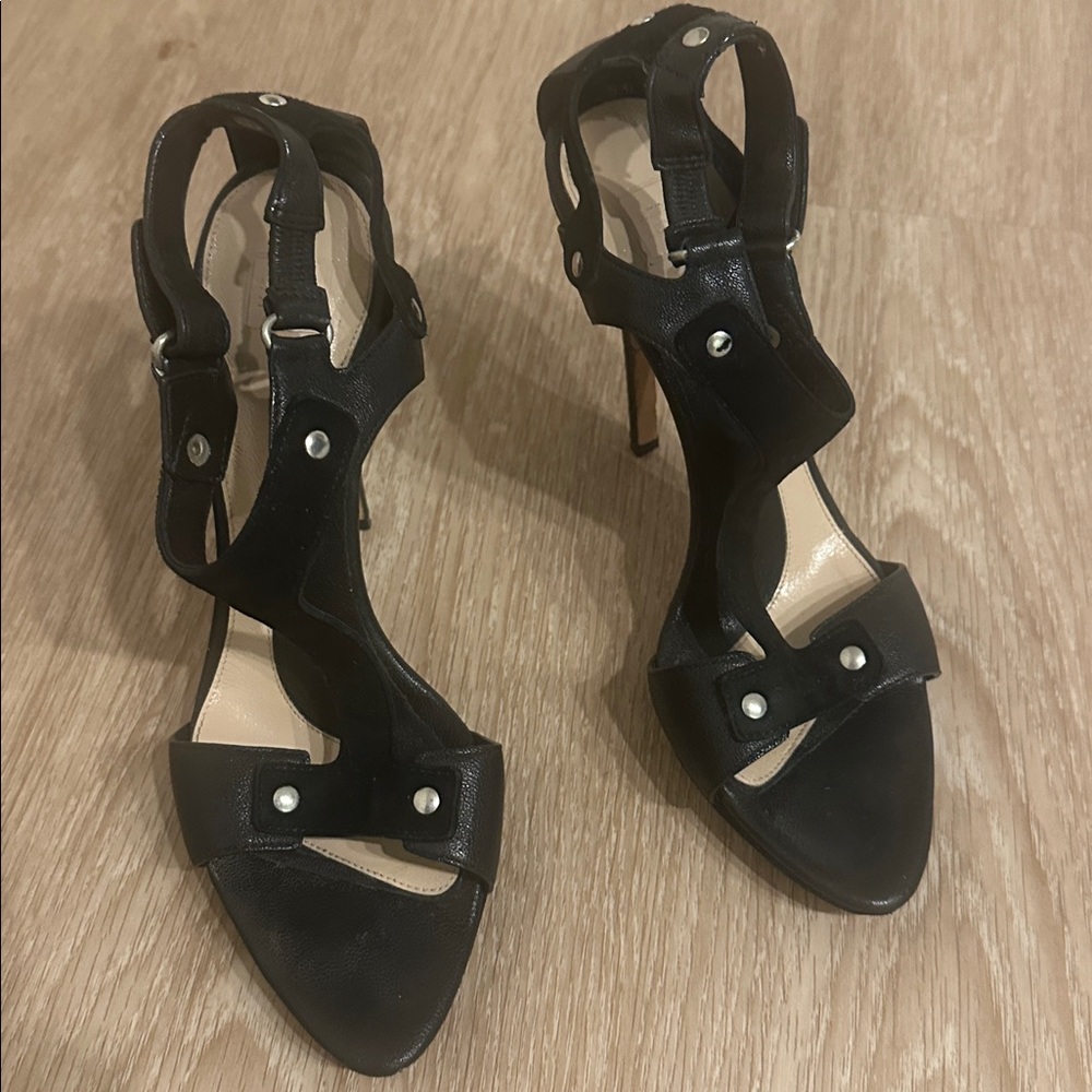 Herve Leger Hera Black Strappy Stiletto Sandals size EU 38.5 US 8/8.5
